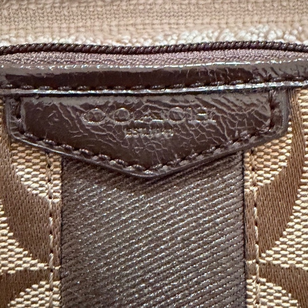 Coach Signature Monogram Canvas Wristlet Brown Leather Trim Wristlet - Picture 3 of 8